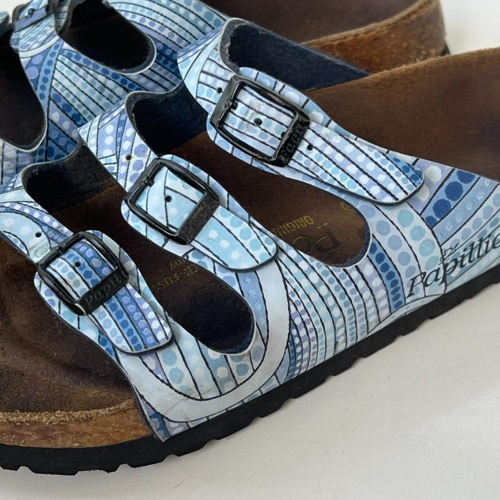 BIRKENSTOCK Papillio Florida Blue Geometric Polka Dots Sandals Size 5 N